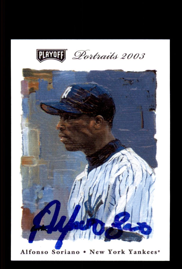 Signed Baseball Card Auto Alfonso Soriano 2003 Playoff Portraits #46 Yankees