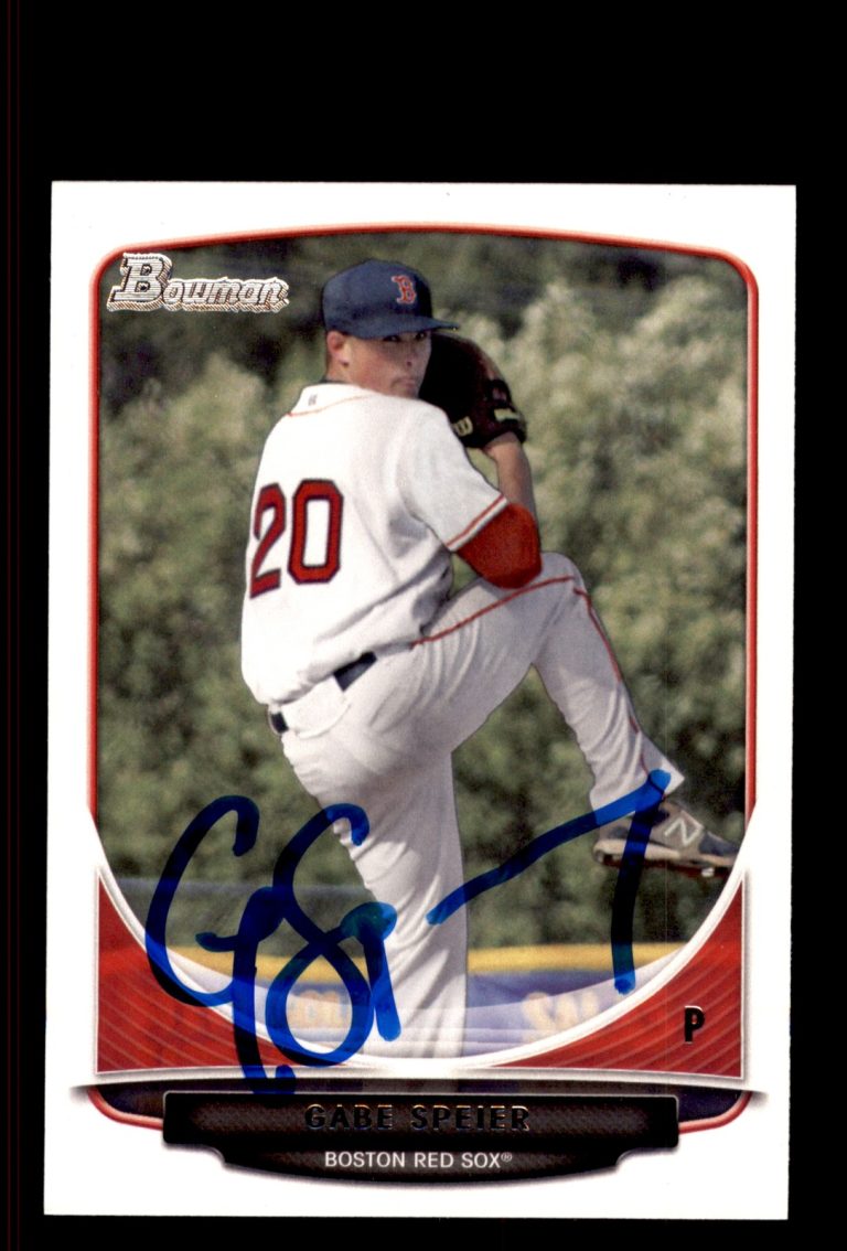 Signed Baseball Card Auto Gabe Speier 2013 Bowman #BDPP98 Boston Red Sox
