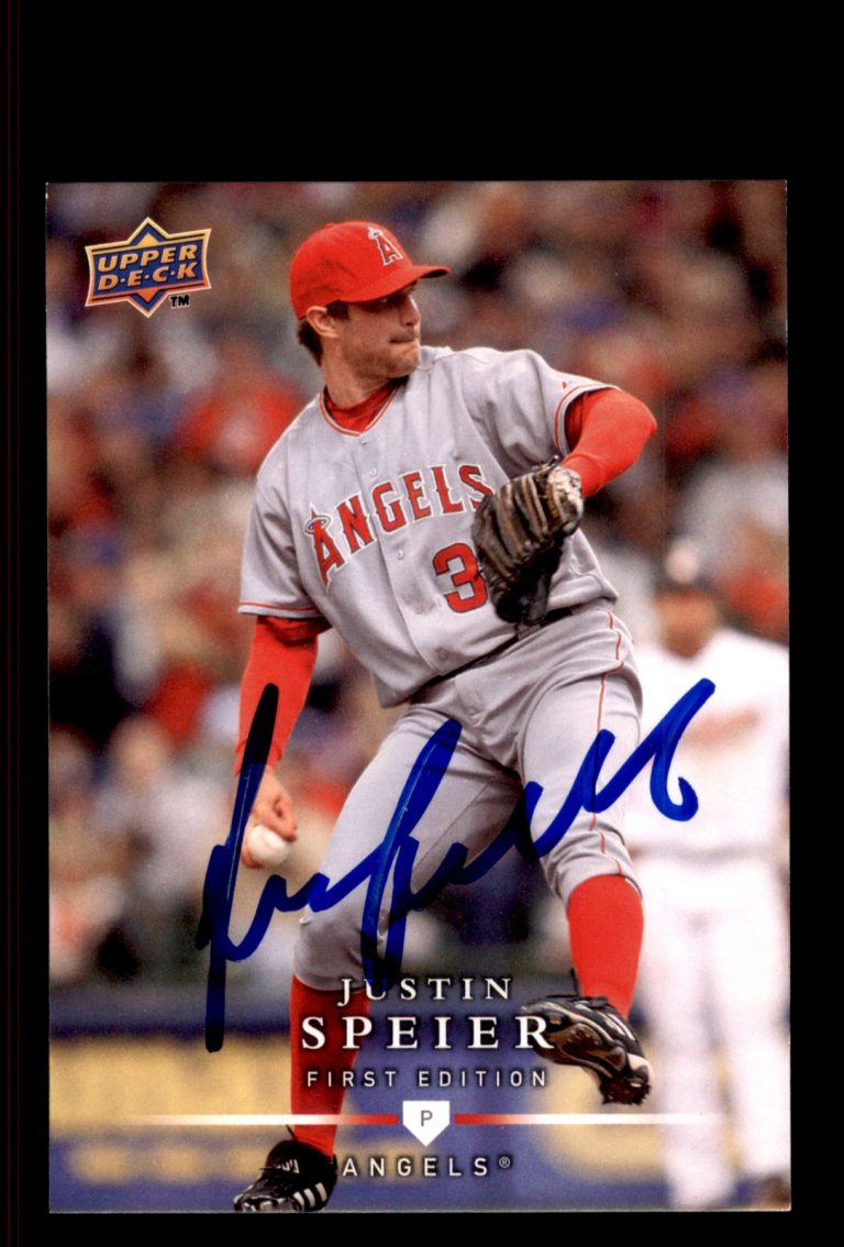 Signed Baseball Card Auto Justin Speier 2008 Upper Deck First Edition #4