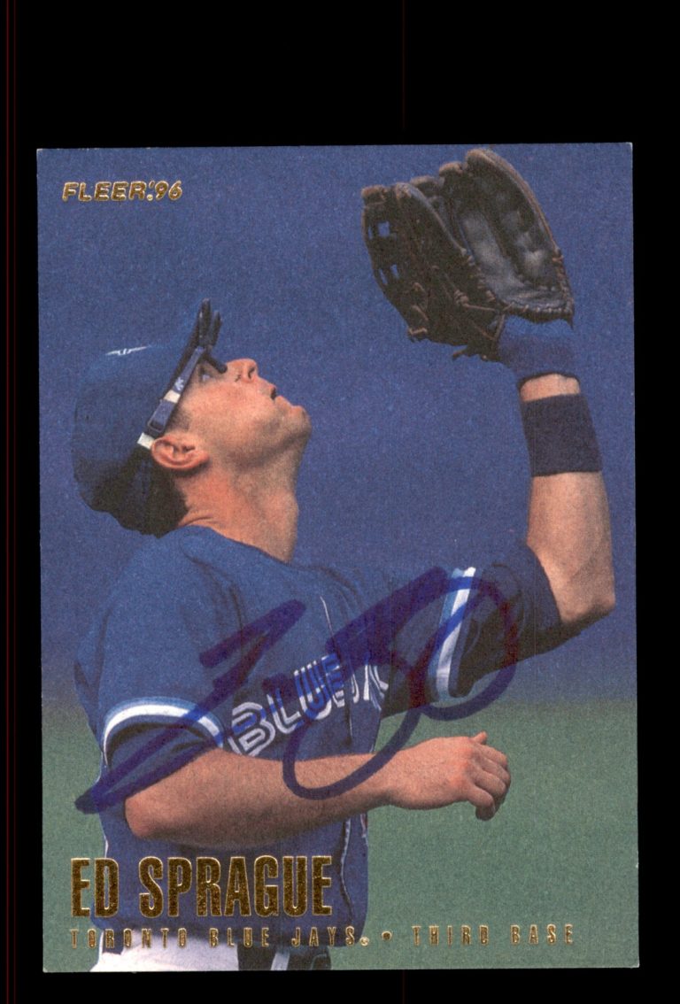 Signed Baseball Card Auto Ed Sprague 1996 Fleer #283 Toronto Blue Jays