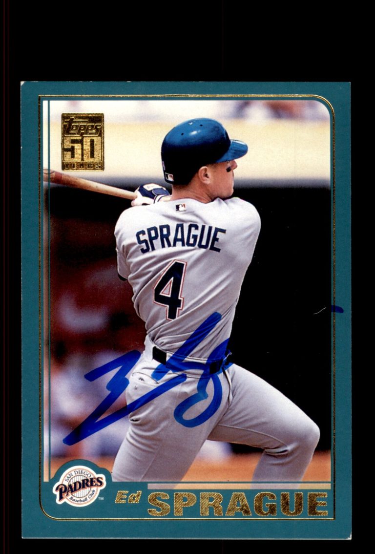 Signed Baseball Card Auto Ed Sprague 2001 Topps #566 San Diego Padres