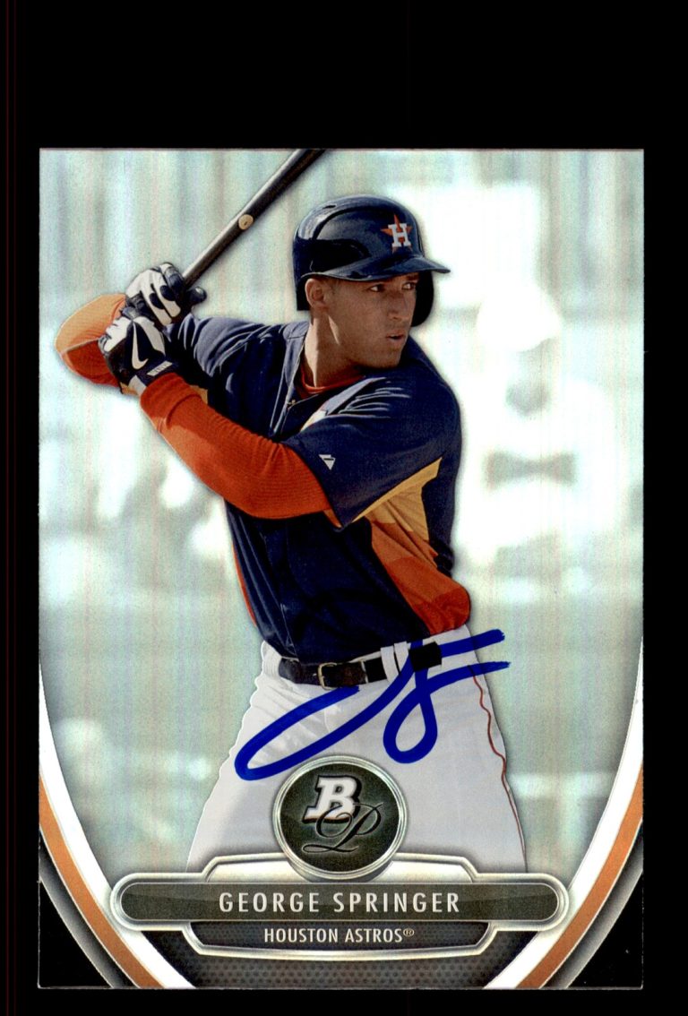 Signed Baseball Card Auto George Springer 2013 Bowman Platinum #BPP38 Astros