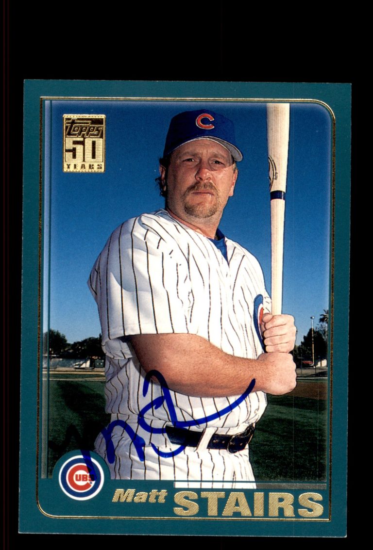 Signed Baseball Card Auto Matt Stairs 2001 Topps #483 Chicago Cubs