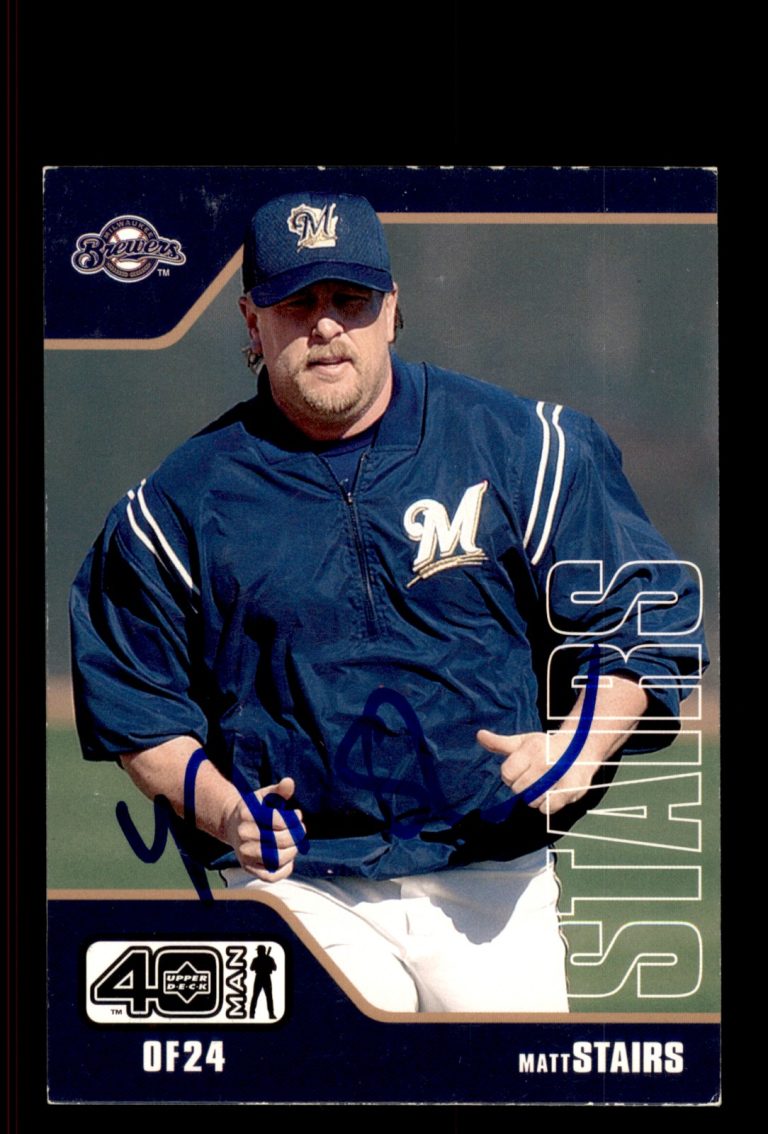 Signed Baseball Card Auto Matt Stairs 2002 Upper Deck 40-Man #543 Brewers