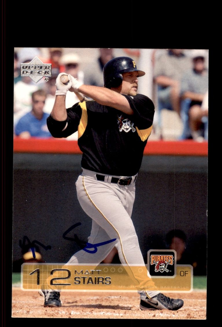 Signed Baseball Card Auto Matt Stairs 2003 Upper Deck #483 Pittsburgh Pirates