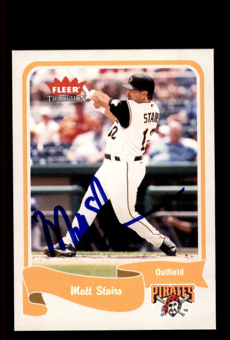 Signed Baseball Card Auto Matt Stairs 2004 Fleer Tradition #129 Pirates