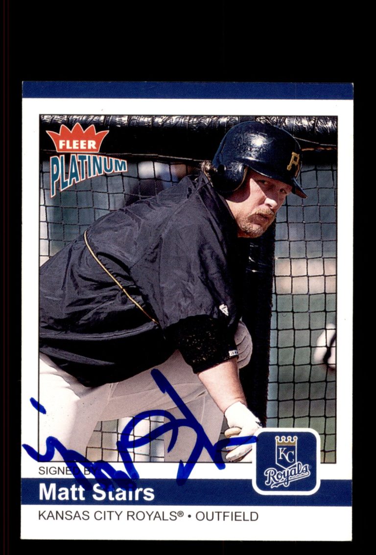 Signed Baseball Card Auto Matt Stairs 2004 Fleer Platinum #95 Kansas City Royals