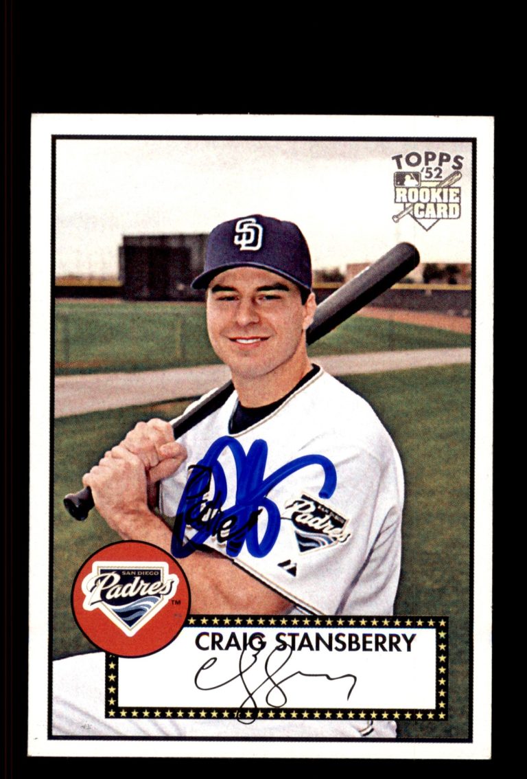 Signed Baseball Card Auto Craig Stansberry 2007 Topps Rookie 52 #197 Padres