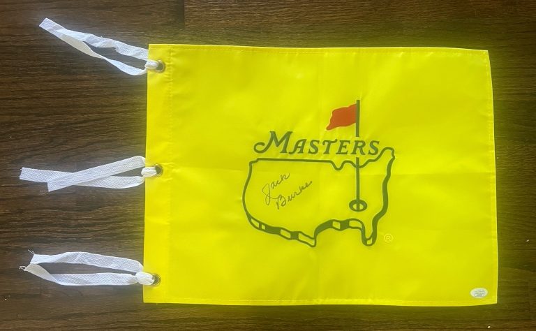 JACK BURKE SIGNED MASTERS GOLF FLAG 1956 WINNER CHAMPION AUTO UNDATED JSA COA