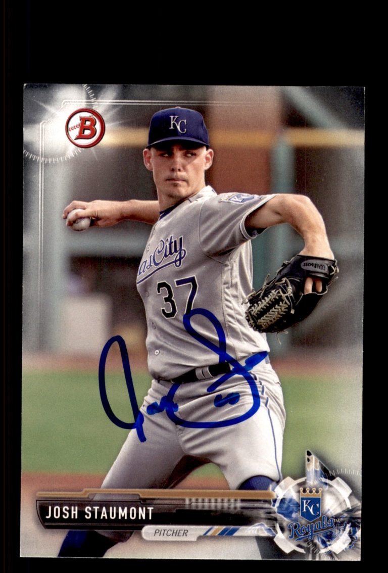 Signed Baseball Card Auto Josh Staumont 2017 Bowman #BP89 Kansas City Royals