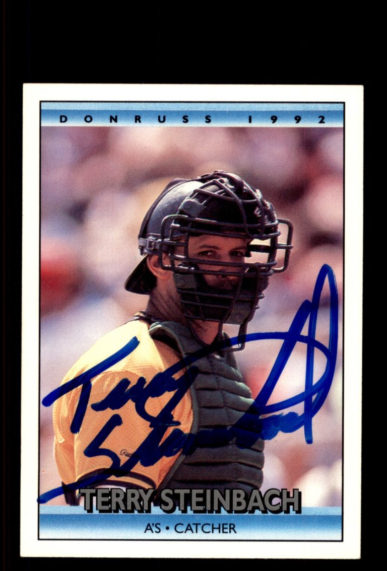 Signed Baseball Card Auto Terry Steinbach 1992 Donruss #104 Oakland Athletics