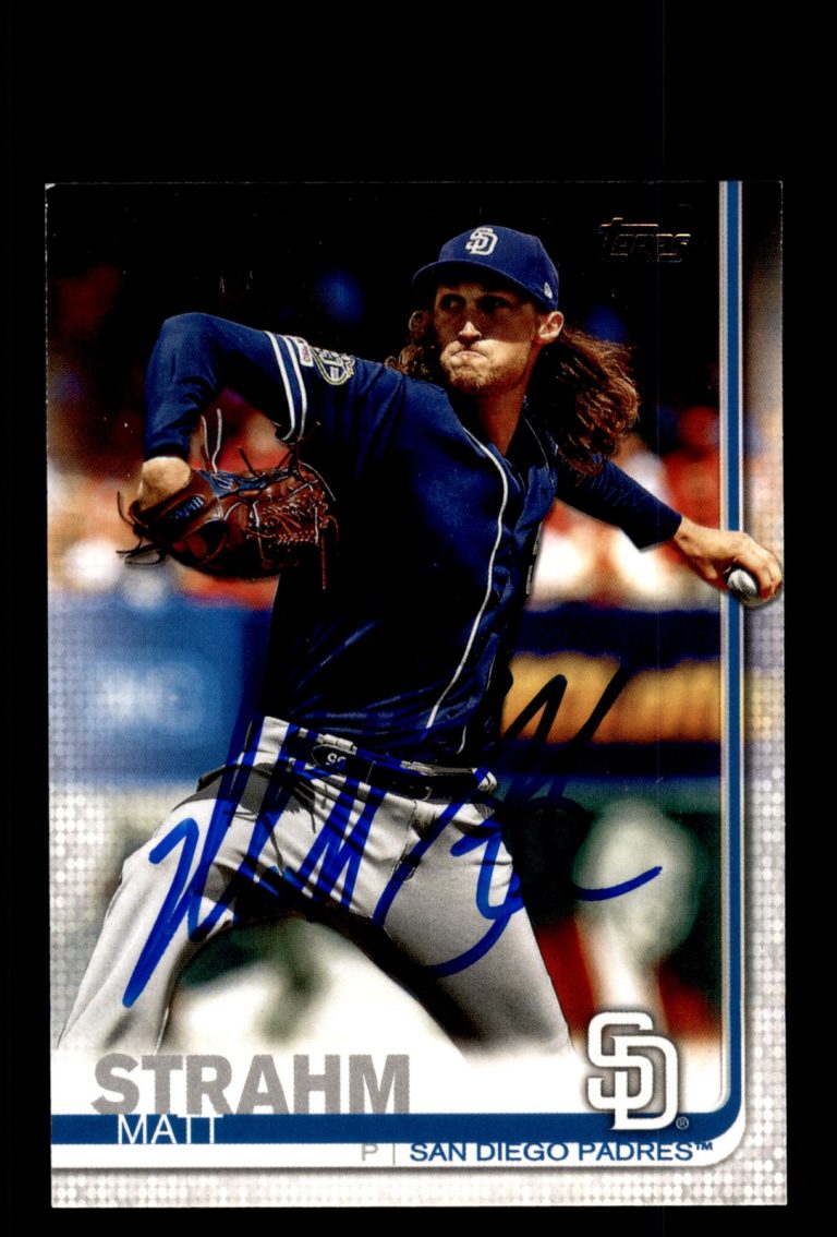 Signed Baseball Card Auto Matt Strahm 2019 Topps Update #US102 San Diego Padres