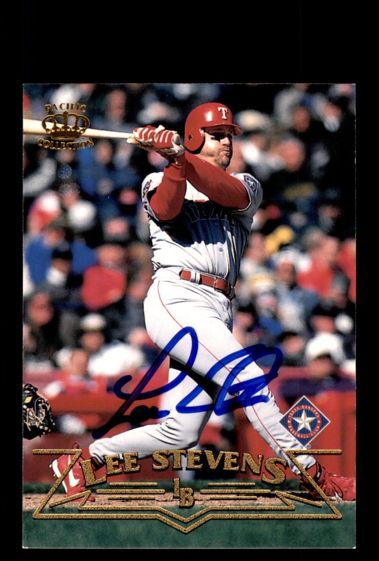 Signed Baseball Card Auto Lee Stevens 1998 Pacific #209 Texas Rangers
