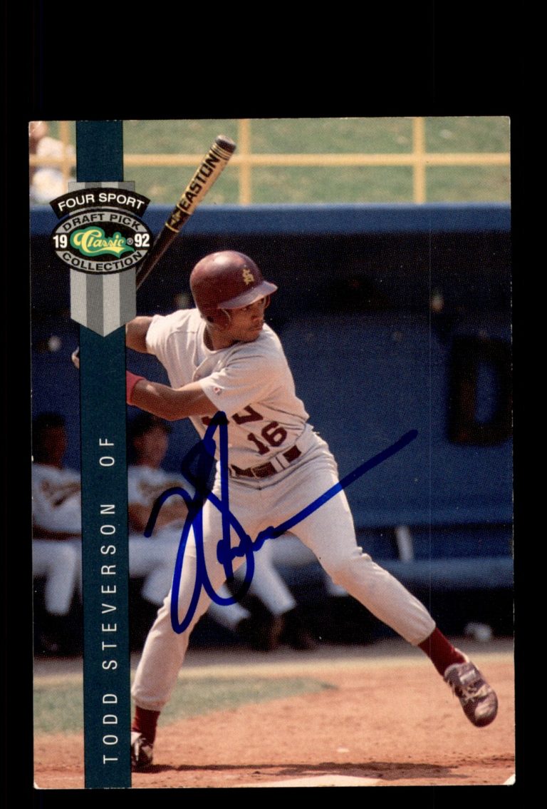 Signed Baseball Card Auto Todd Steverson 1992 Classic Four Sport #244