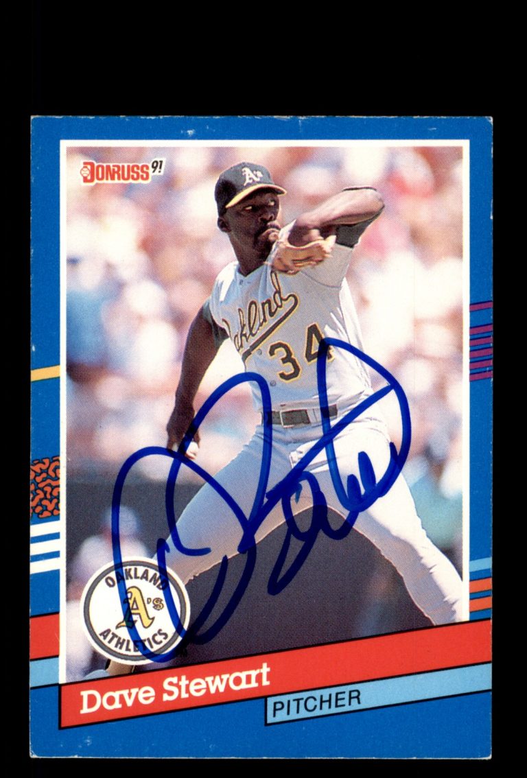 Signed Baseball Card Auto Dave Stewart 1991 Donruss #102 Oakland Athletics