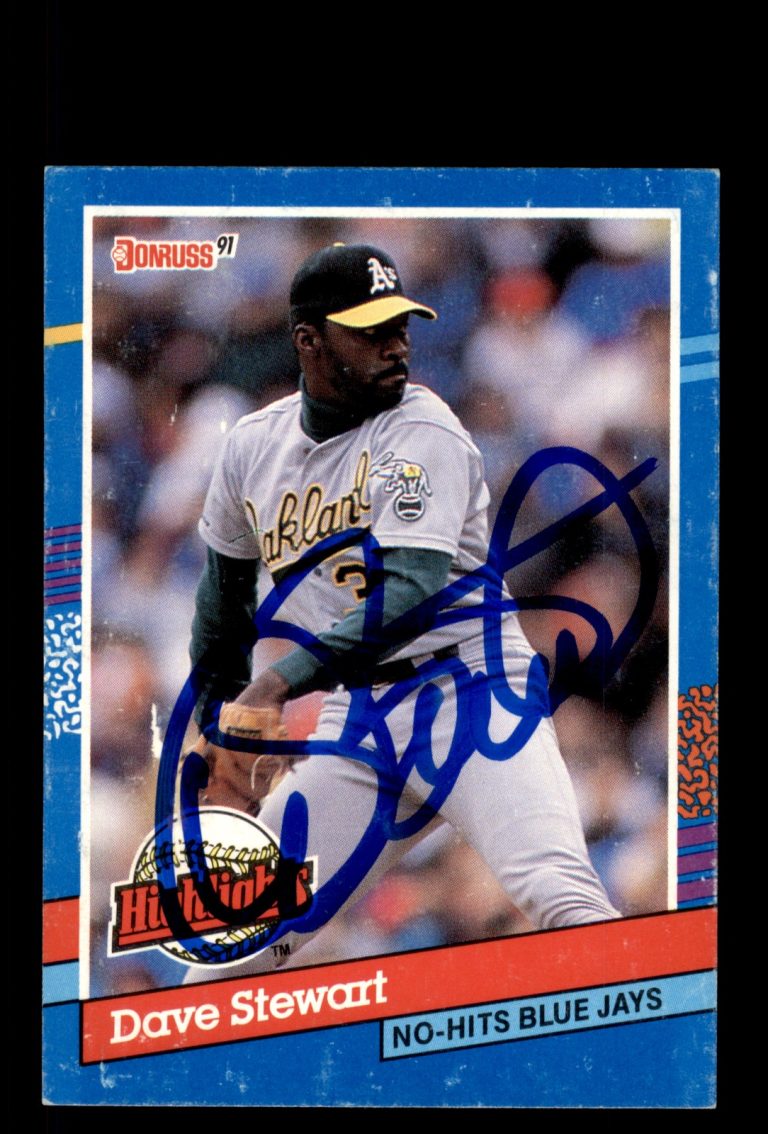 Signed Baseball Card Auto Dave Stewart 1991 Donruss #BC-4 Oakland Athletics