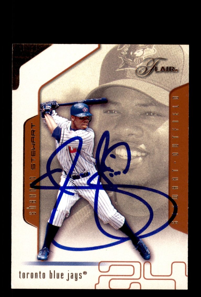 Signed Baseball Card Auto Shannon Stewart 2002 Flair #72 Toronto Blue Jays