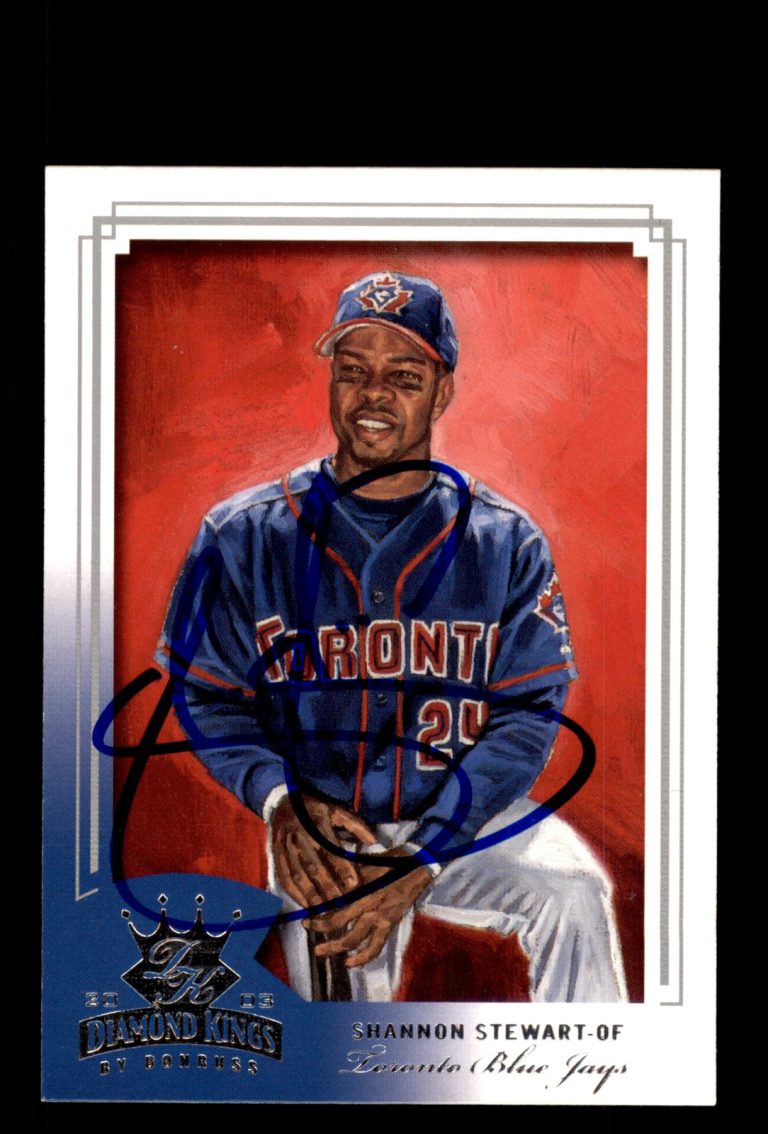 Signed Baseball Card Auto Shannon Stewart 2003 Donruss Diamond Kings #73 IP