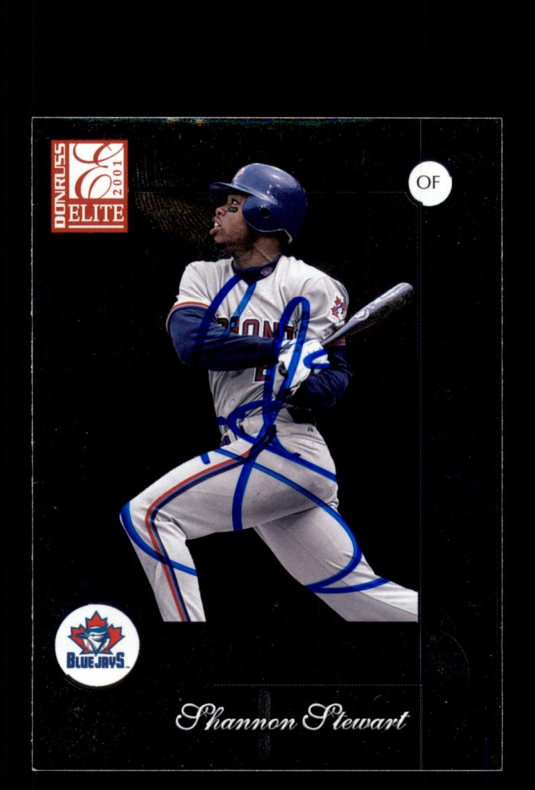 Signed Baseball Card Auto Shannon Stewart 2001 Donruss Elite #136 Blue Jays