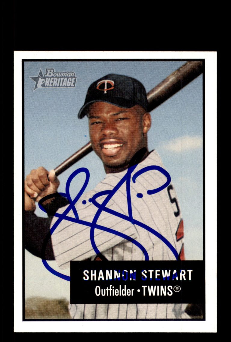 Signed Baseball Card Auto Shannon Stewart 2003 Bowman Heritage #21 Twins