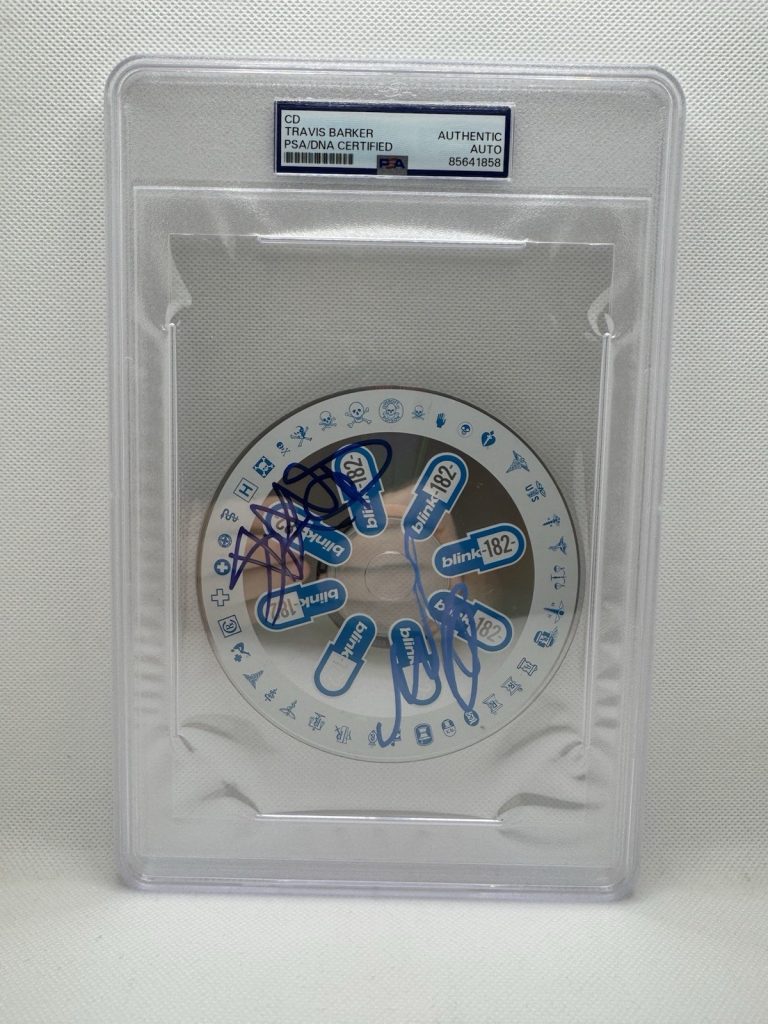 Blink 182 Travis Barker Signed Mark Hoppus Cd Enema Of The State PSA/DNA Slabbed