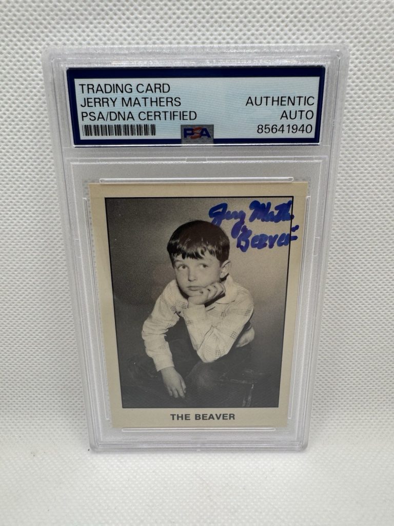 Jerry Mathers Signed Card Leave It To Beaver 1983 Slabbed PSA Autograph Slab #1