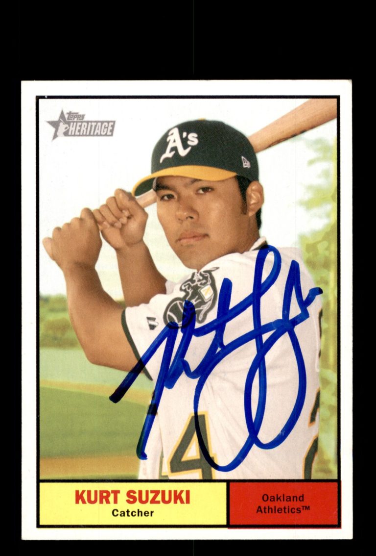 Signed Baseball Card Auto Kurt Suzuki 2010 Topps Heritage #438 Oakland Athletics