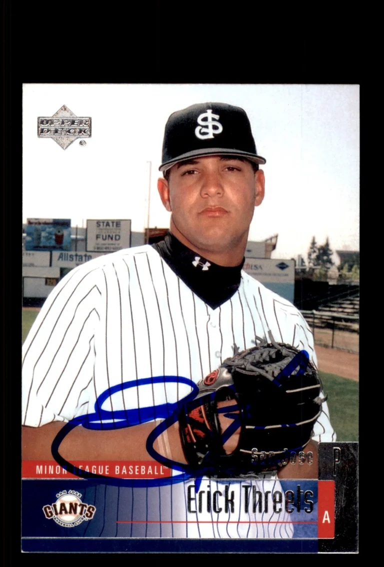 Signed Baseball Card Auto Erick Threets 2002 Upper Deck Minor League #87