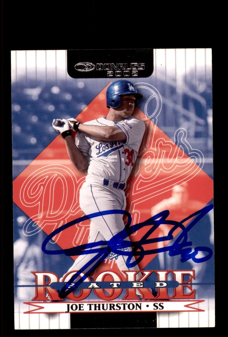 Signed Baseball Card Auto Joe Thurston 2002 Donruss #196 Los Angeles Dodgers