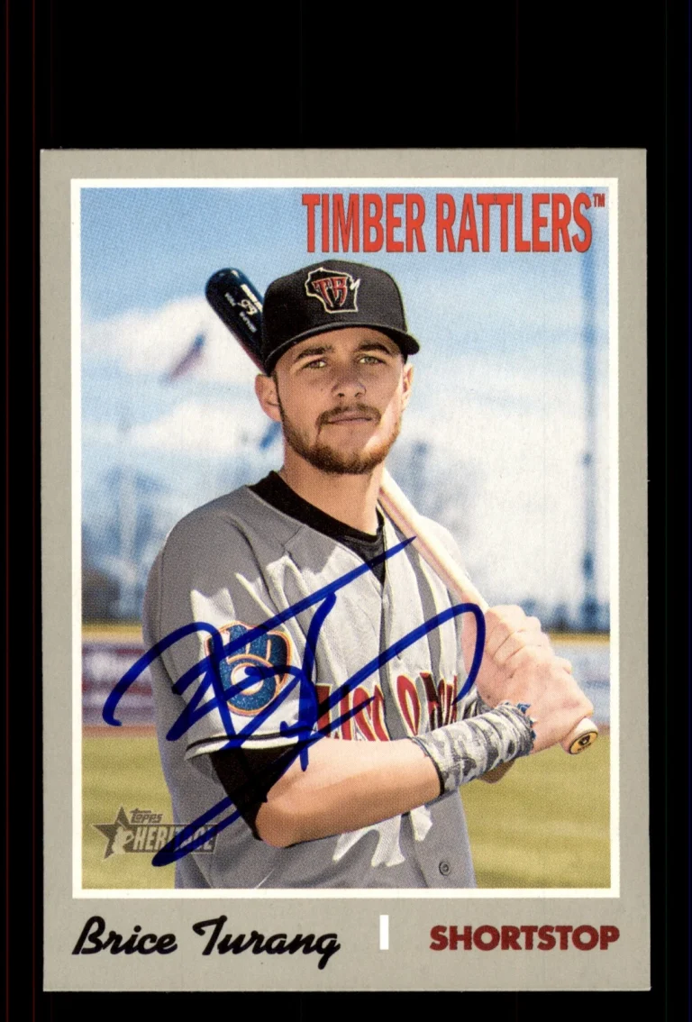 Signed Baseball Card Auto Brice Turang 2019 Topps Heritage Minor League #143