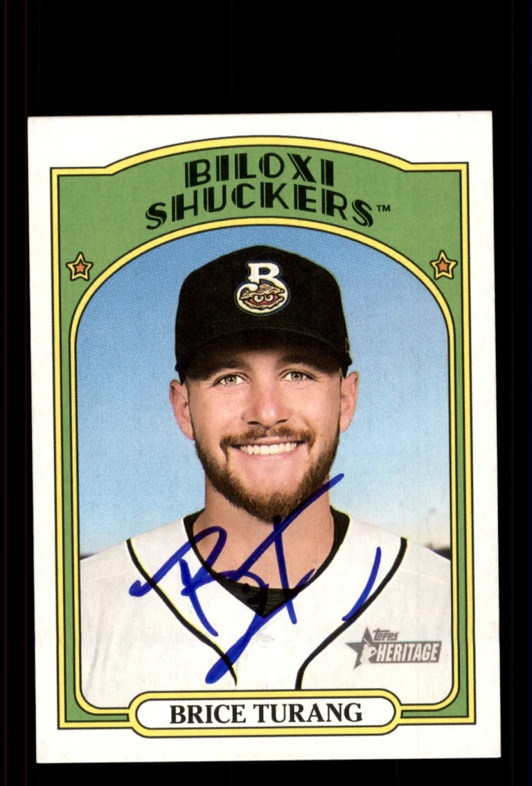 Signed Baseball Card Auto Brice Turang 2021 Topps Heritage Minor League #18