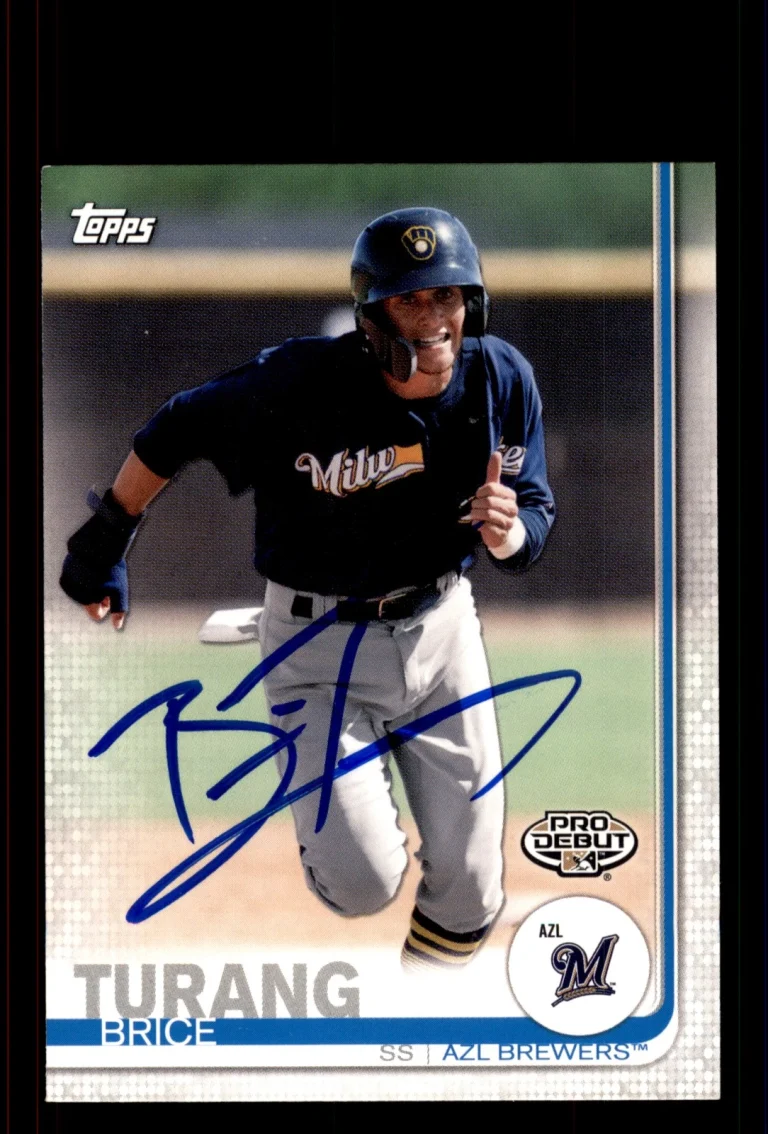 Signed Baseball Card Auto Brice Turang 2019 Topps Pro Debut #120 AZL Brewers