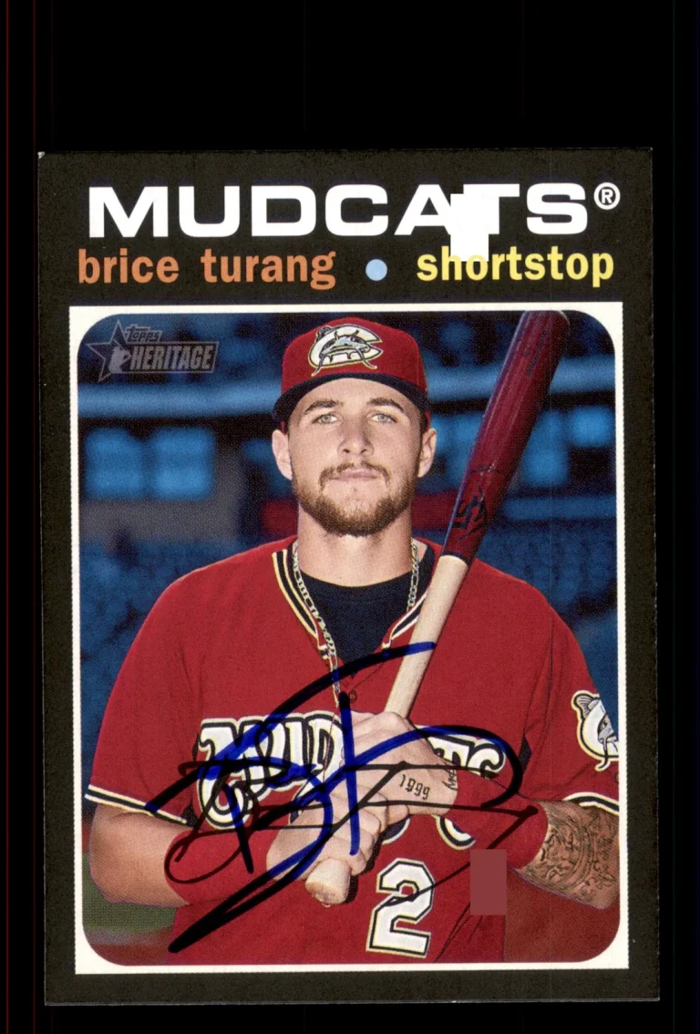 Signed Baseball Card Auto Brice Turang 2020 Topps Heritage Minor League #58