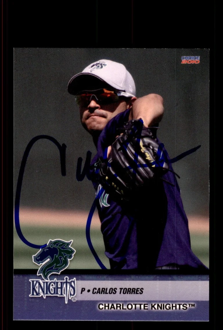 Signed Baseball Card Auto Carlos Torres 2010 Choice Charlotte Knights