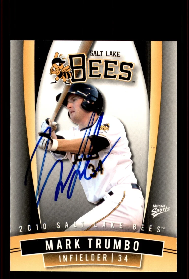 Signed Baseball Card Auto Mark Trumbo 2010 MultiAd Salt Lake Bees