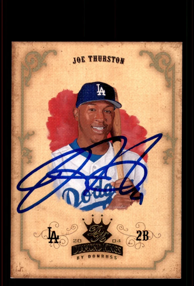 Signed Baseball Card Auto Joe Thurston 2004 Donruss Diamond Kings #57 LA Dodgers