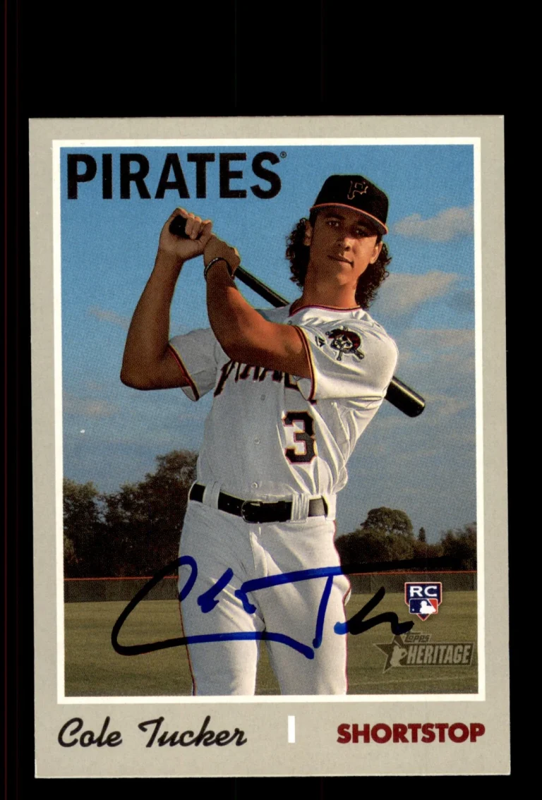 Signed Baseball Card Auto Cole Tucker 2019 Topps Heritage #681 Pirates