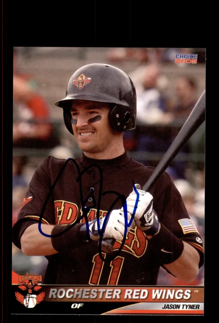 Signed Baseball Card Auto Jason Tyner 2005 Choice Rochester Red Wings