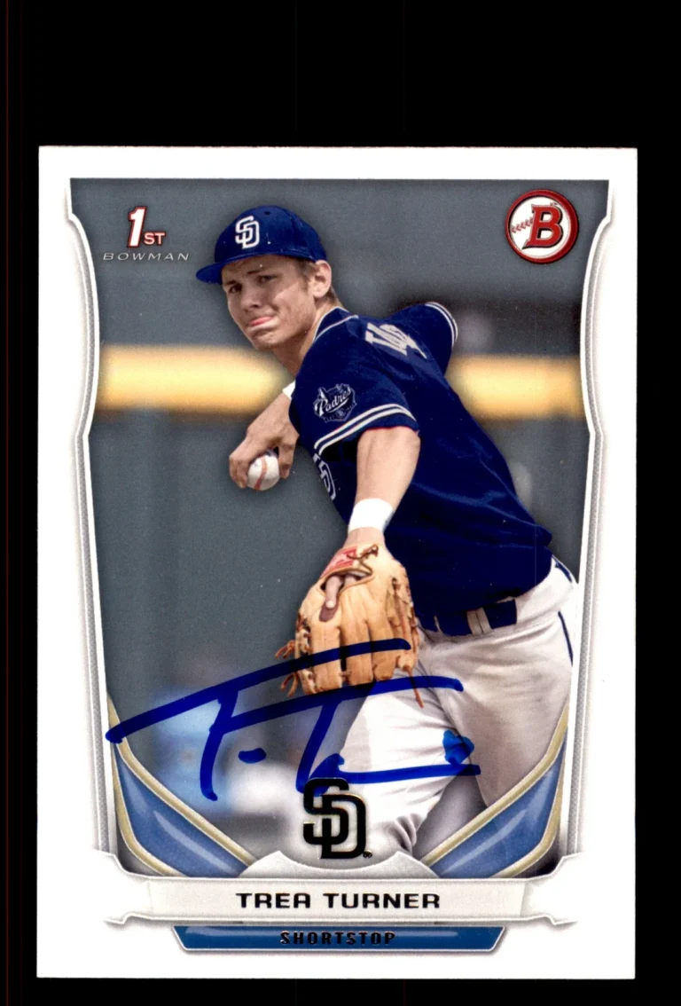 Signed Baseball Card Auto Trea Turner 2014 Bowman Draft #DP10 San Diego Padres