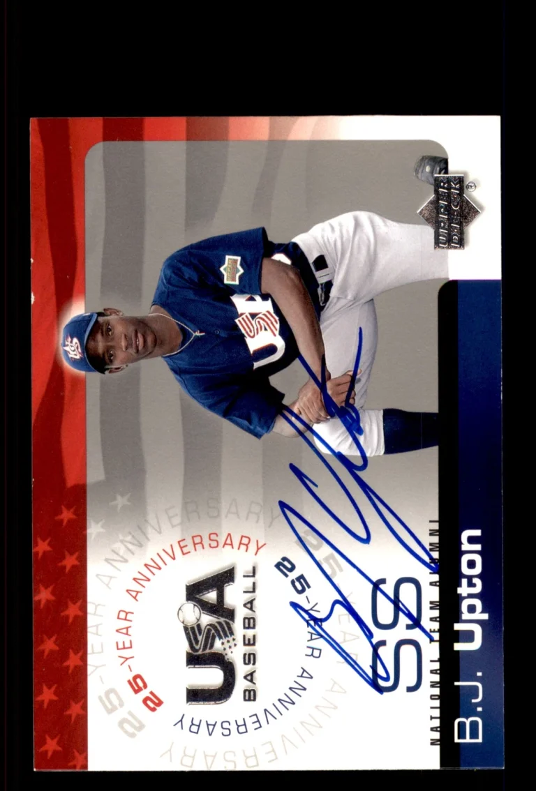 Signed Baseball Card Auto B.J. Upton 2004 Upper Deck USA #USA-180