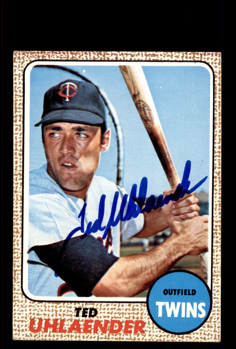 Signed Baseball Card Auto Ted Uhlaender 1968 Topps #28 Minnesota Twins
