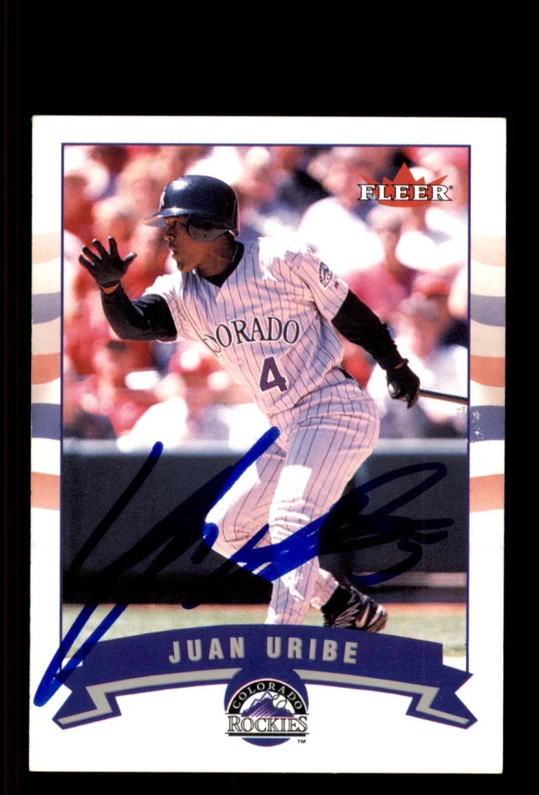 Signed Baseball Card Auto Juan Uribe 2002 Fleer #179 Colorado Rockies