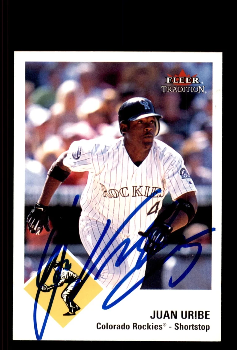 Signed Baseball Card Auto Juan Uribe 2003 Fleer Tradition #199 Colorado Rockies