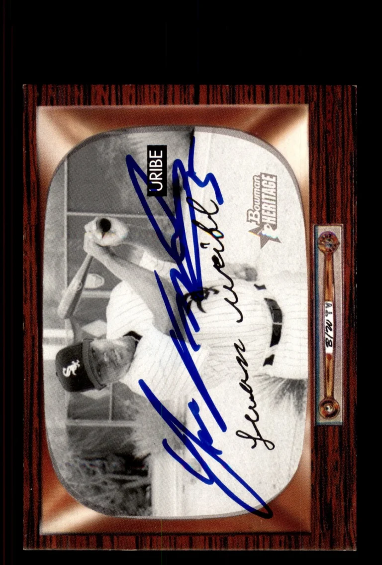 Signed Baseball Card Auto Juan Uribe 2004 Bowman Heritage #134 Black & White