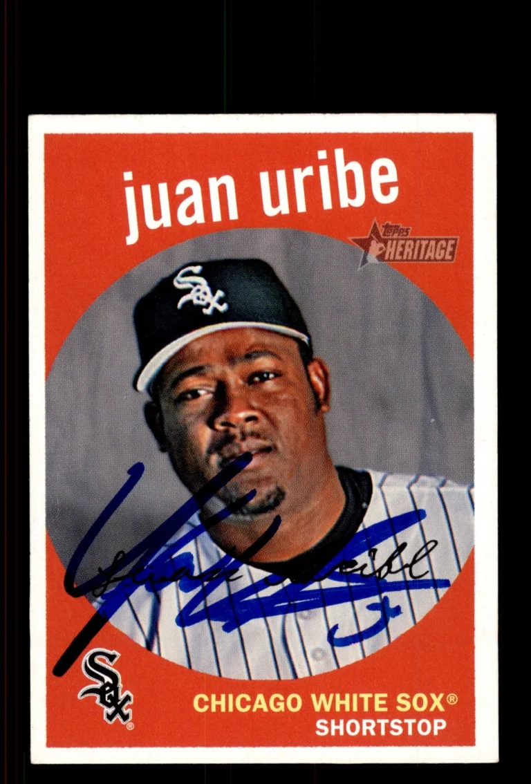 Signed Baseball Card Auto Juan Uribe 2008 Topps Heritage #424 Chicago White Sox