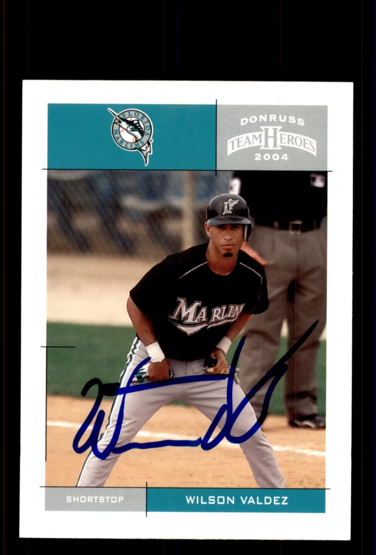Signed Baseball Card Auto Wilson Valdez 2004 Donruss Team Heroes #163 Marlins