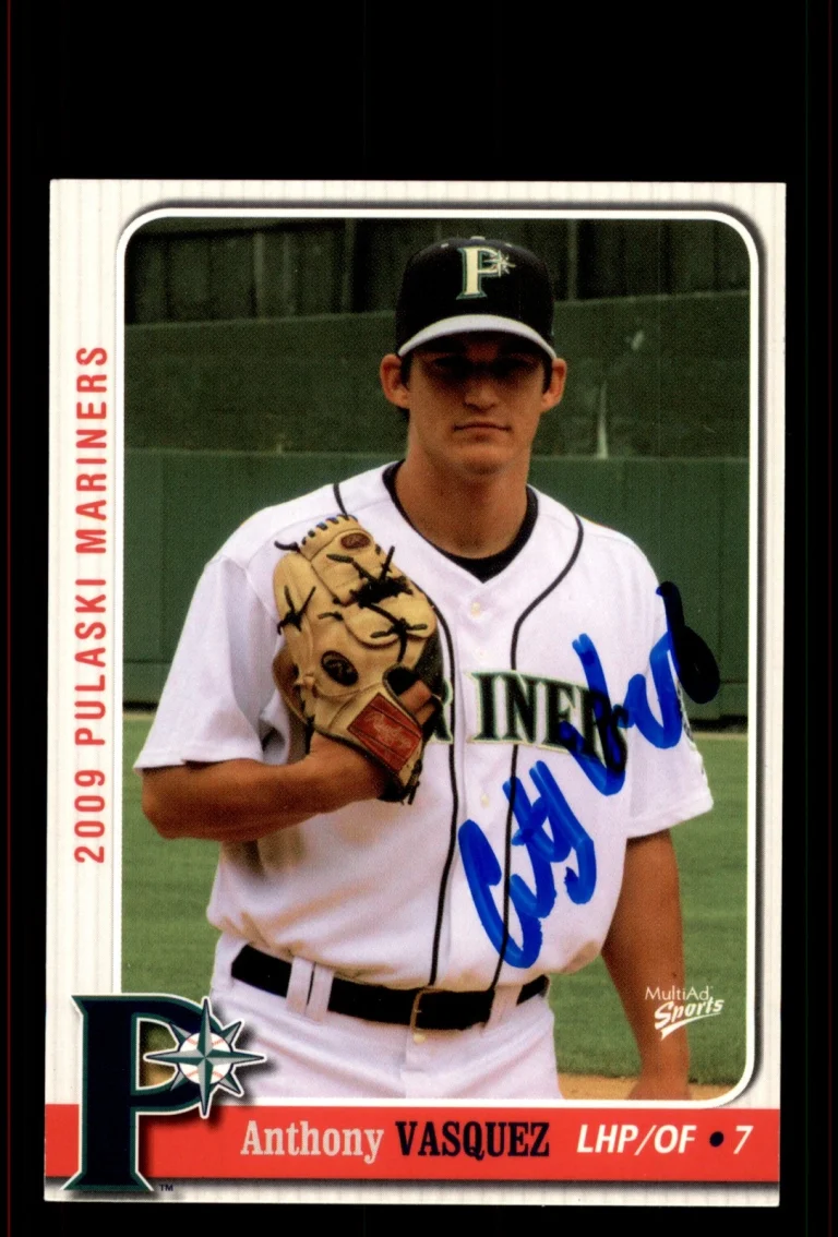 Signed Baseball Card Auto Anthony Vasquez 2009 MultiAd Pulaski Mariners