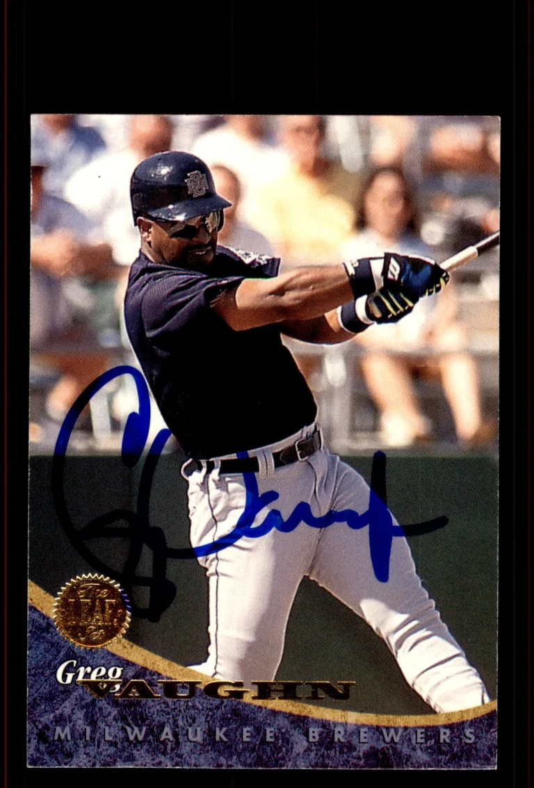 Signed Baseball Card Auto Greg Vaughn 1994 Leaf #321 Milwaukee Brewers