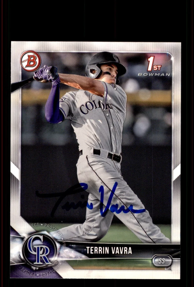 Signed Baseball Card Auto Terrin Vavra 2018 Bowman Draft #BD-5 Colorado Rockies