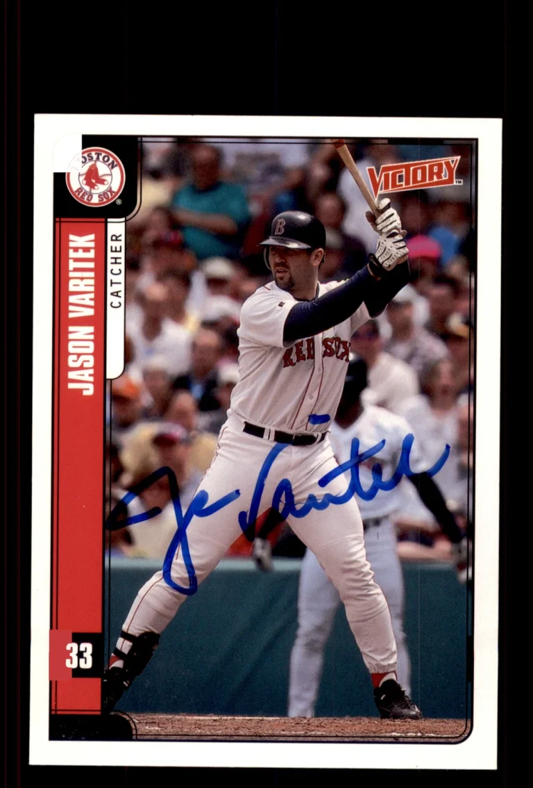 Signed Baseball Card Auto Jason Varitek 2001 Upper Deck Victory #155 Red Sox